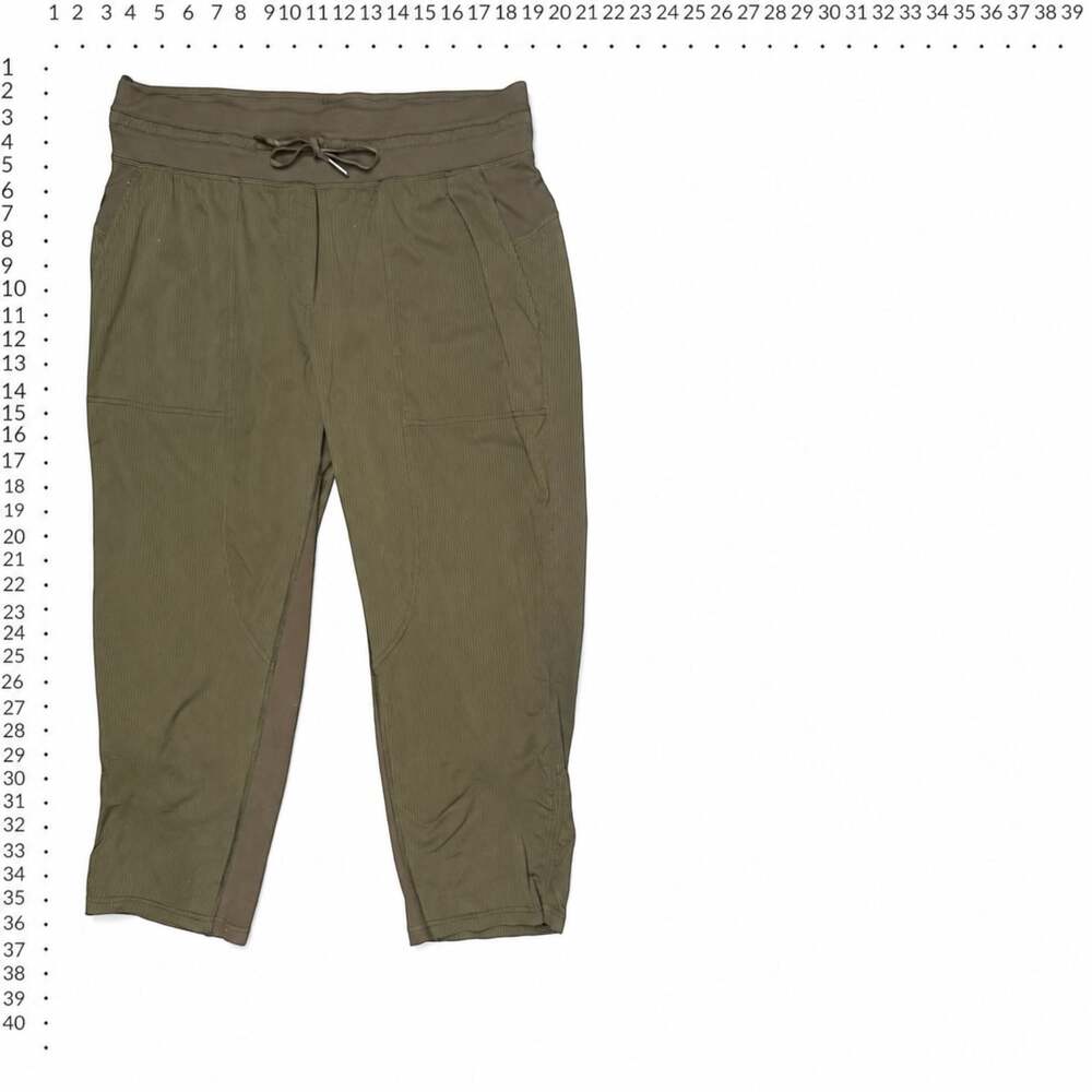 Lululemon Size 12 Olive Green Ribbed Drawstring Jogger Crop Pants - Picture 2 of 4